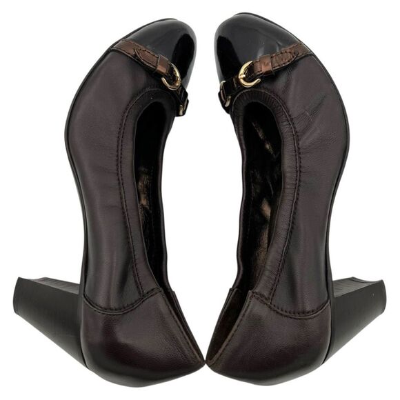 AGL Attilio Giusti Leombruni Women's Leather Buckle Heels Pumps Brown Size 38.5 - Picture 2 of 10